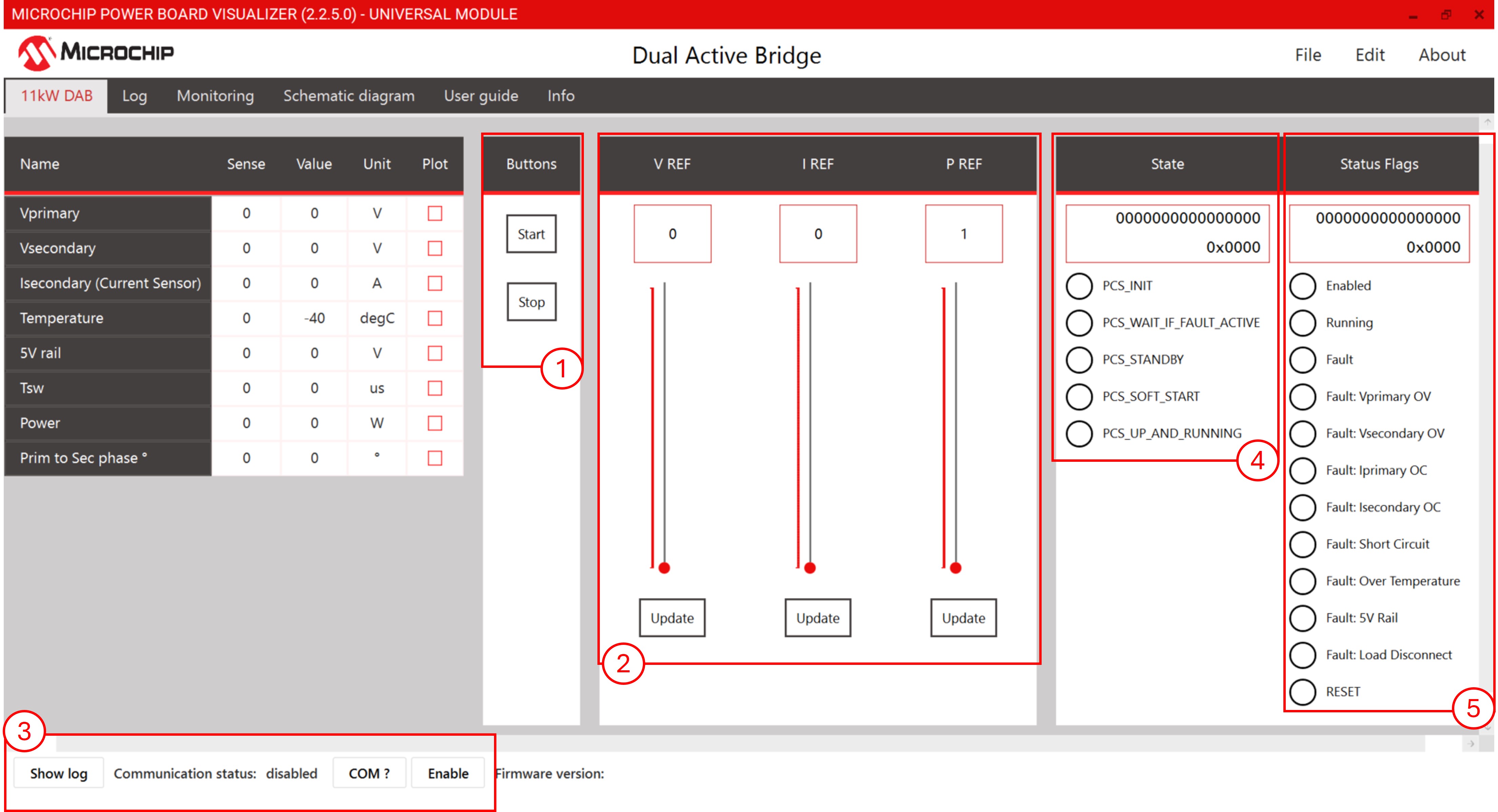 DAB project running on Power Board Visualizer GUI